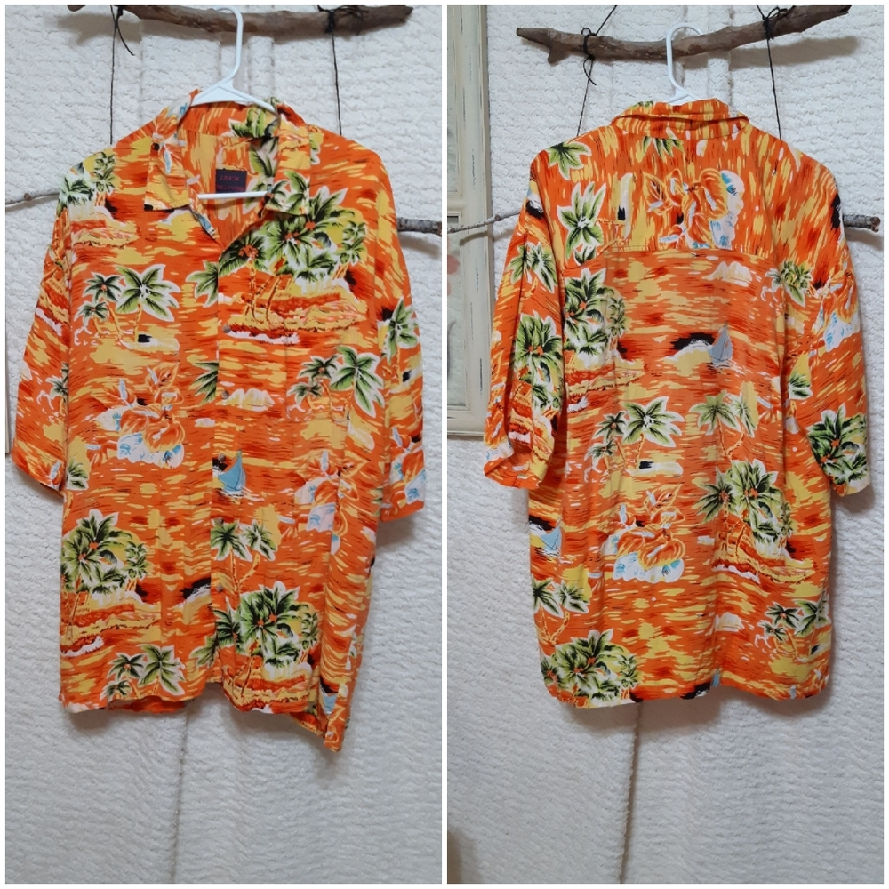 Mens Button up shirts sz XL HOLLYWOOD Hawaiian Islander Tropical Shirt b15